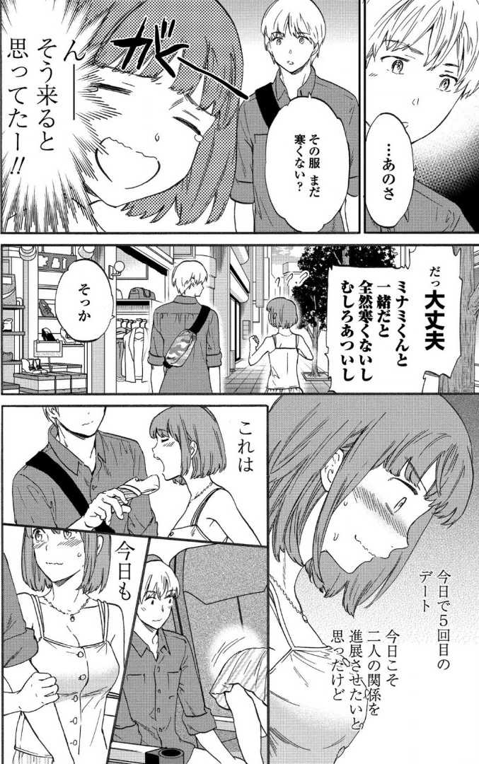 【エロ漫画】デートして5回目だけどなにもない…今日こそはラブホで初めてのセックスに挑む前におまんこヌレヌレだったｗｗｗ