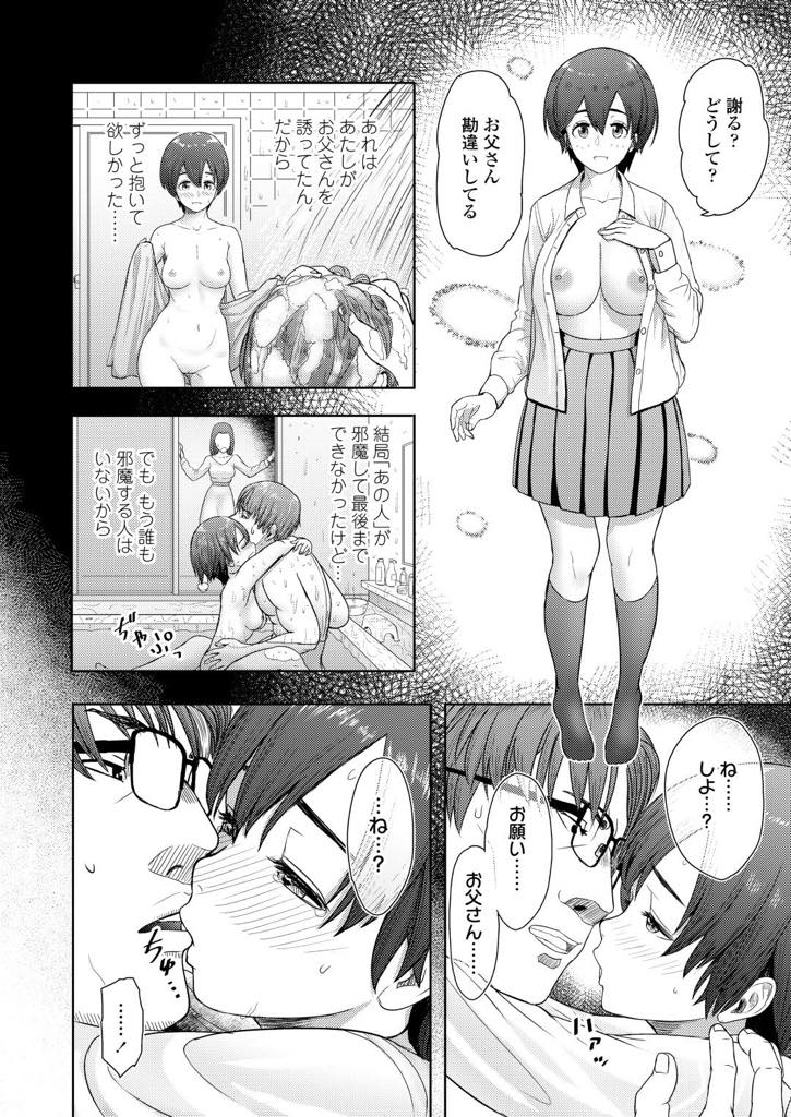 【エロ漫画】離婚して出ていった父が教師として勤めている高校に入学したショートカット巨乳JK…離婚の原因となった過去の娘との過ちは実は娘が望んだことだった。再会を機に繰り返される禁断の関係【有村ありお：ずっといっしよに】