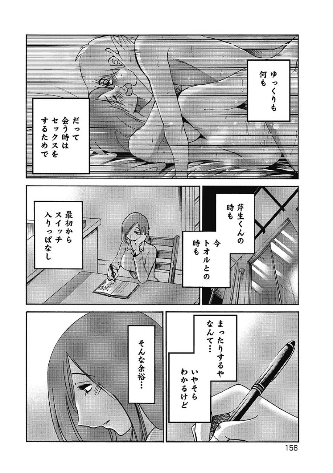 【エロ漫画】欲求不満なあまりオナニーに耽るスレンダー人妻…彼女は一人の家でテーブルを使って角オナしてはアクメしまくる！【艶々:しおりの日記 第7話 ひとり】