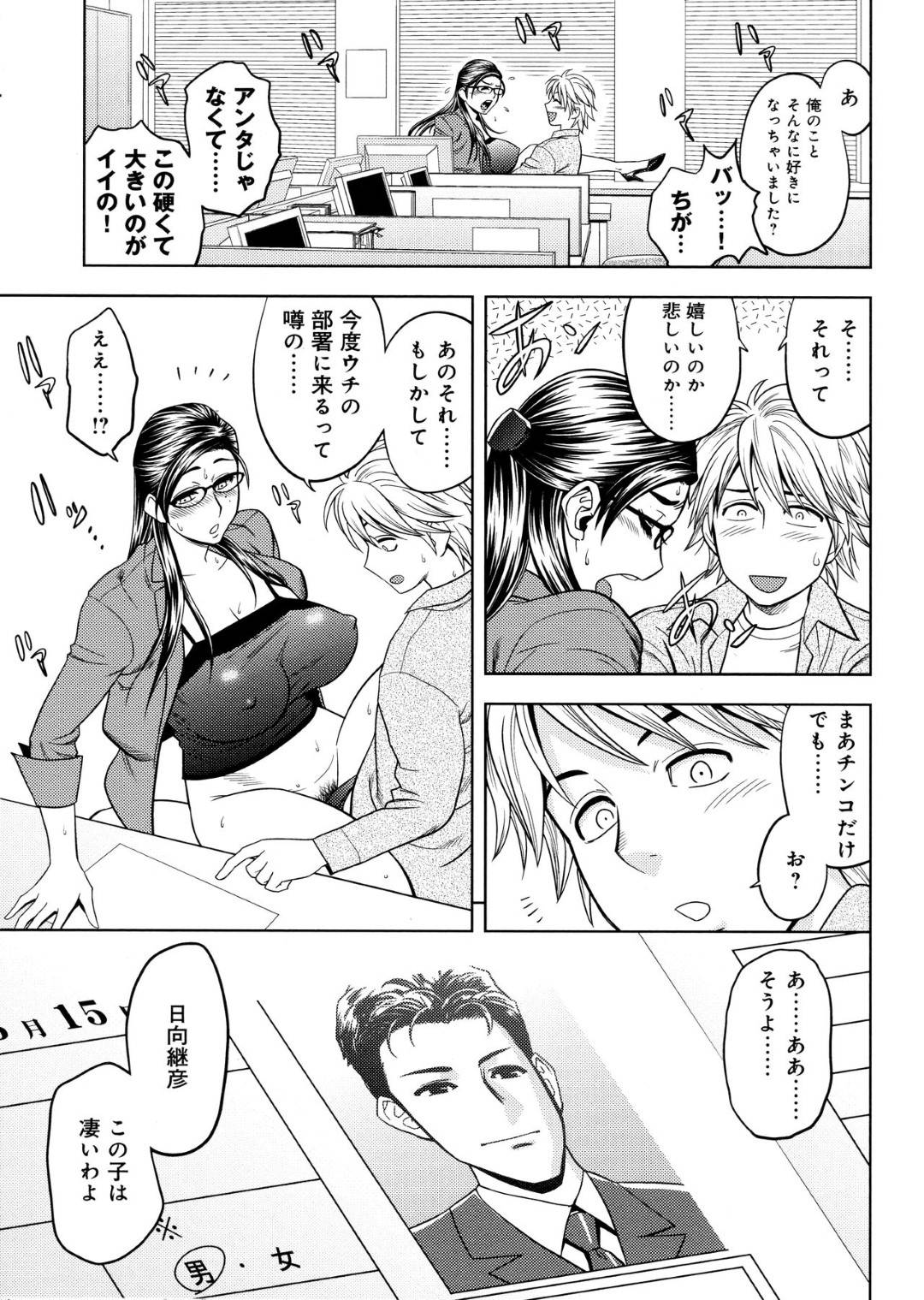 【エロ漫画】ドSな部下に流されてエッチなことをされまくるむっちり女上司…やられ放題な彼女は社内で犯されてイキまくる！【辰波要徳:美人編集長の秘密の励まし】